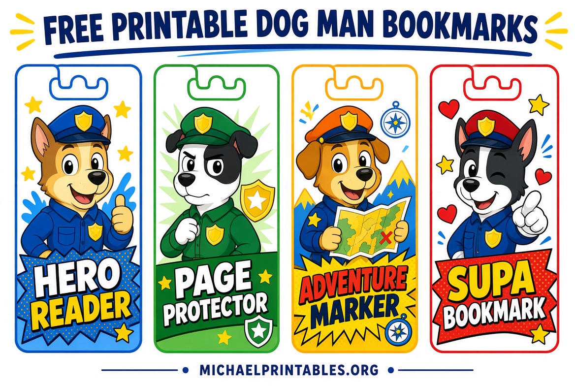 Free Dog Man Bookmark Printable for Kids