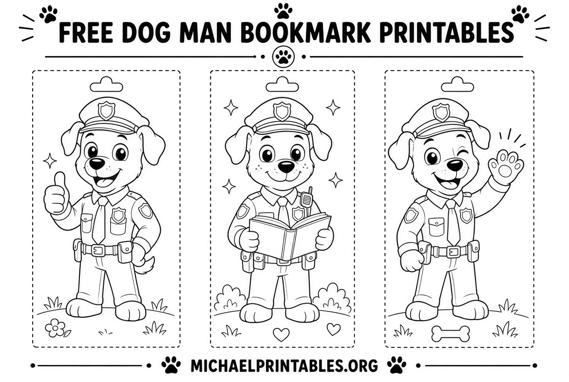 Free Dog Man Bookmark Printable for Kids