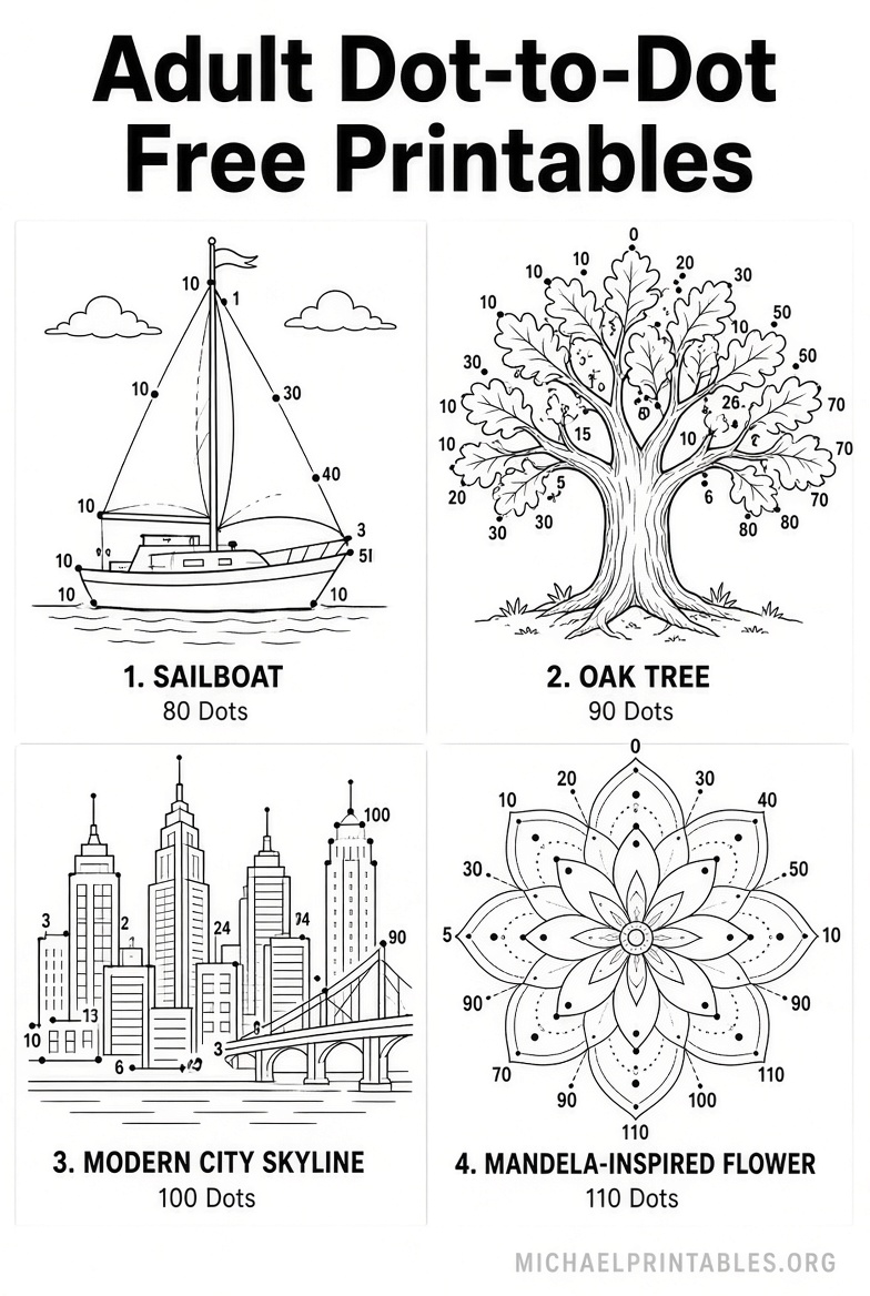Free Dot to Dot Printables for Adults