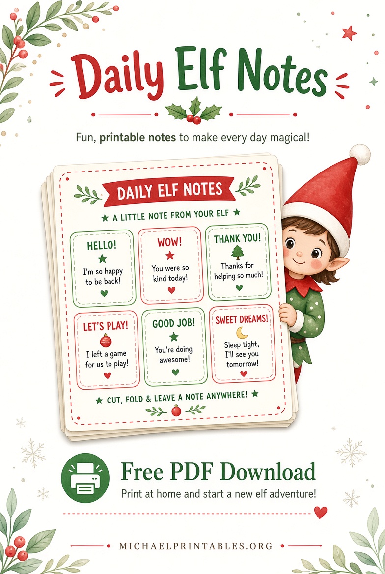 Free Elf on the Shelf Printables PDF Downloads