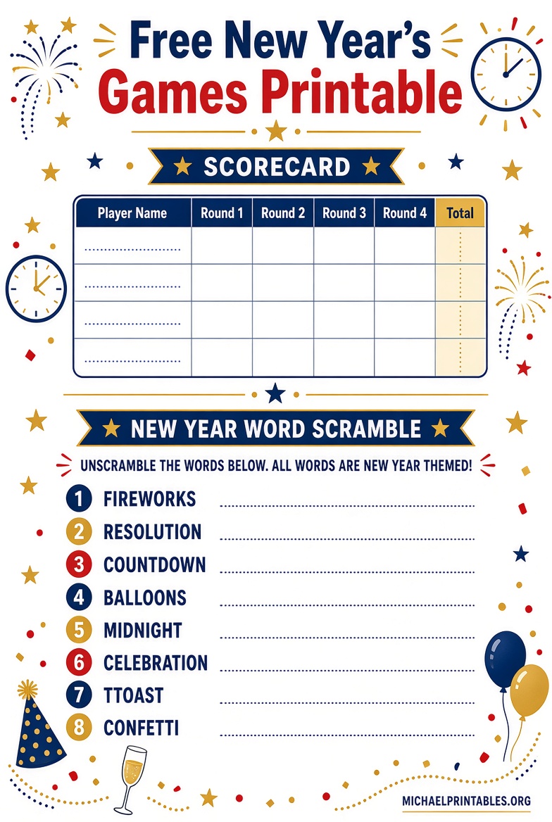Free New Year’s Games Printable Ideas