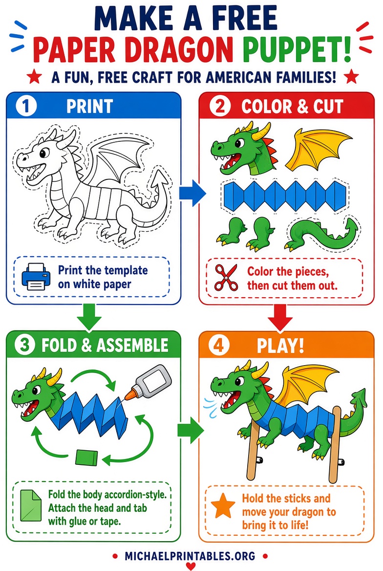 Free Paper Dragon Puppet Printables