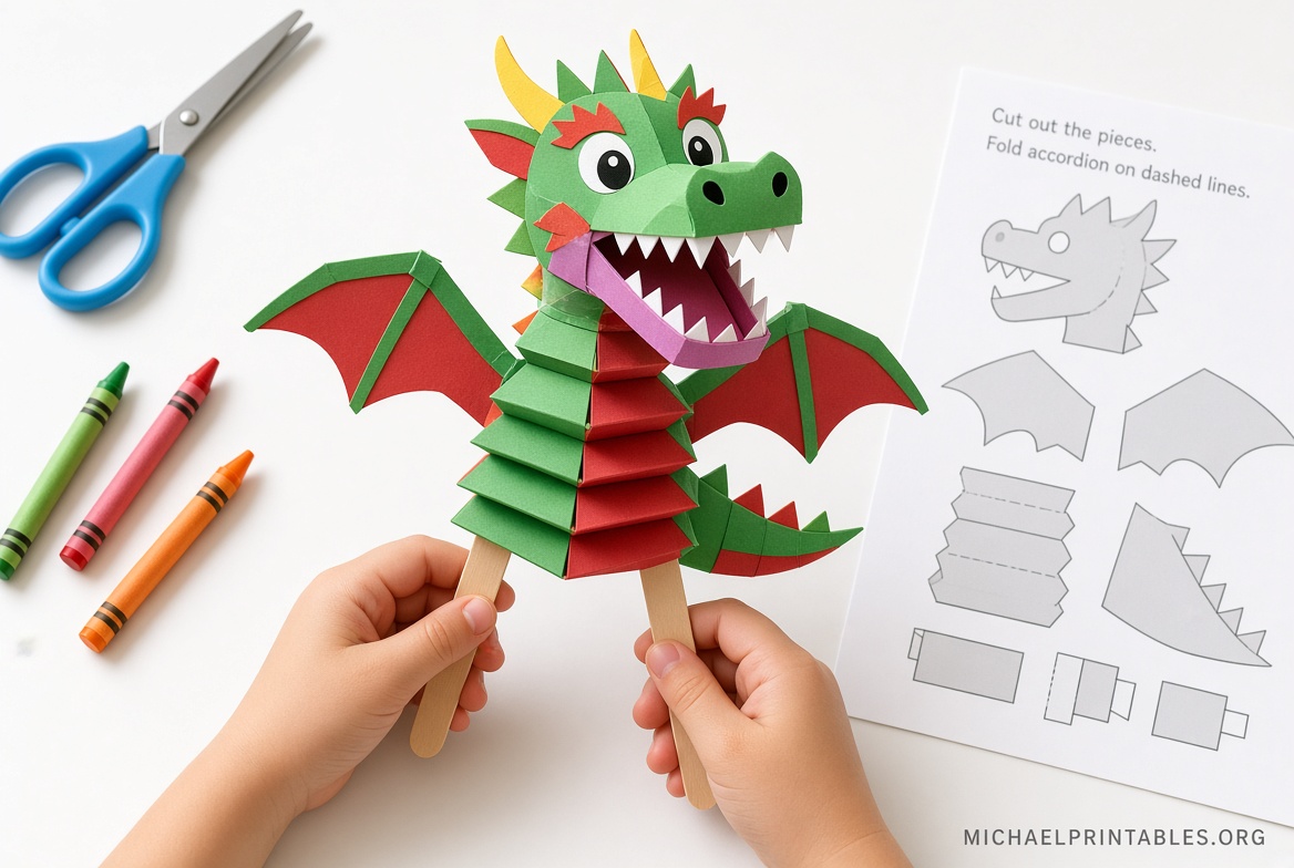 Free Paper Dragon Puppet Printables