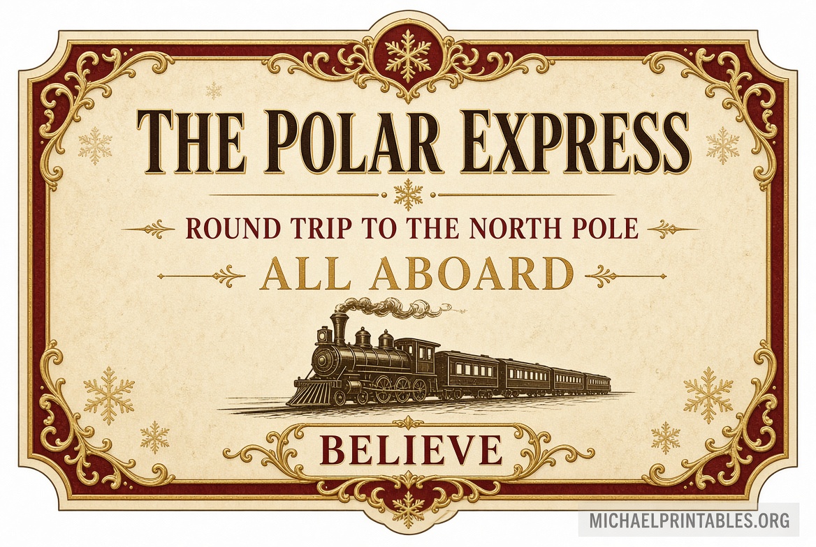 Free Polar Express Ticket Printable PDF Download