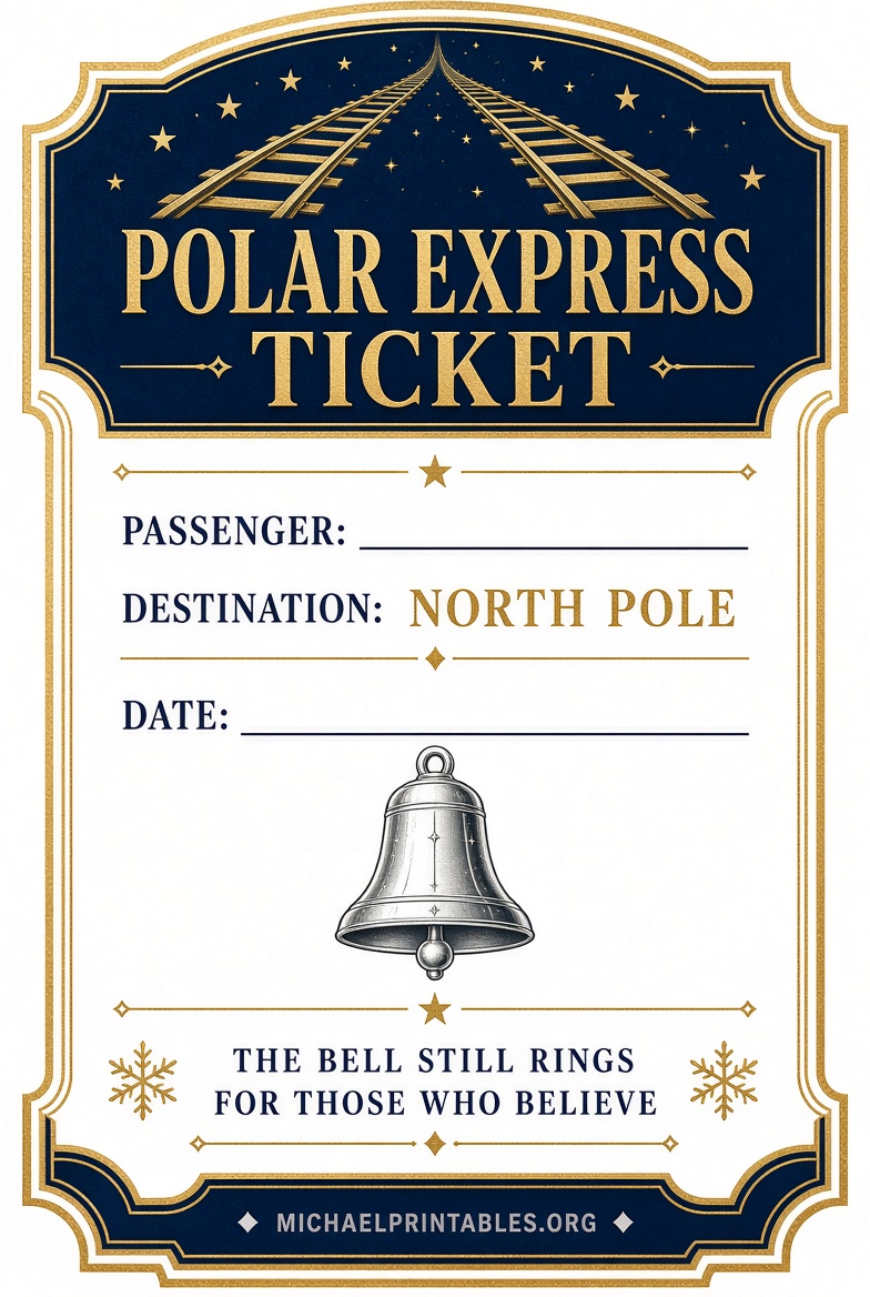 Free Polar Express Ticket Printable PDF Download
