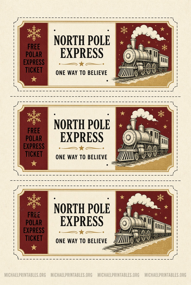 Free Polar Express Ticket Printable PDF Download