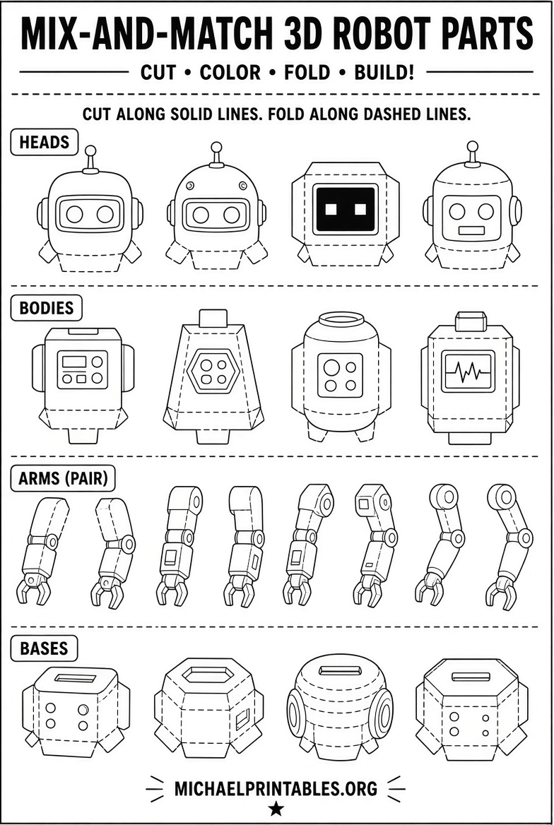 Free Printable 3D Robot Template Guide