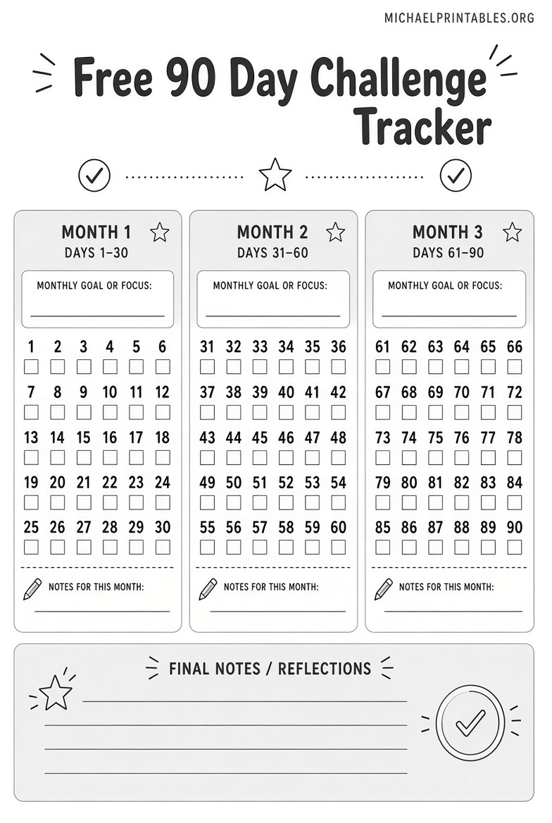 Free Printable 90 Day Challenge Tracker