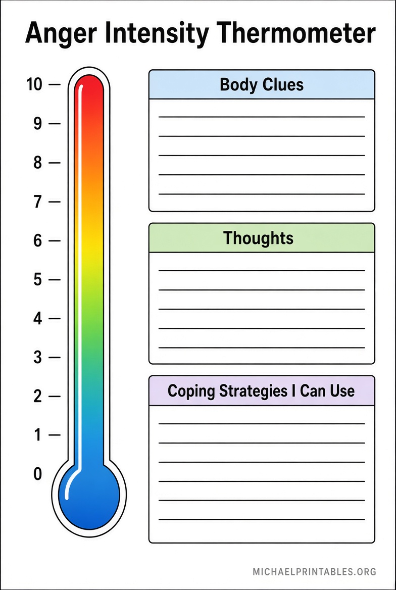 Free Printable Anger Thermometer PDF Downloads