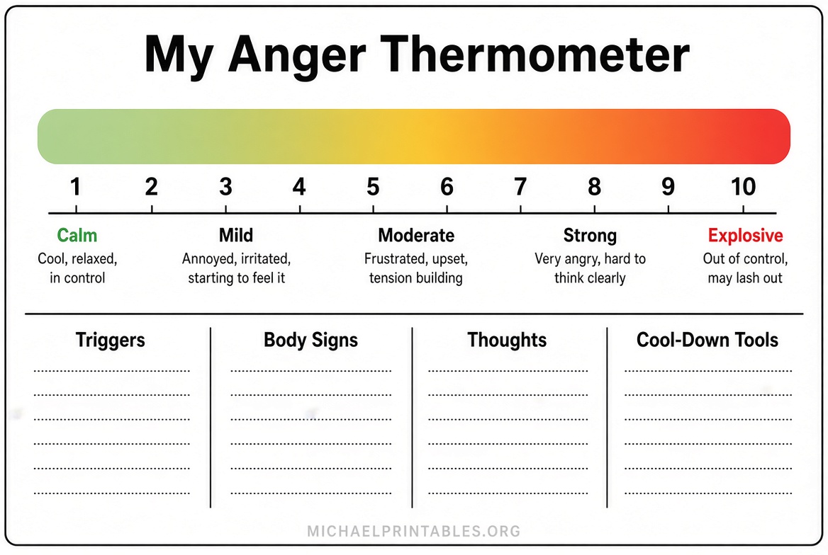 Free Printable Anger Thermometer PDF Downloads