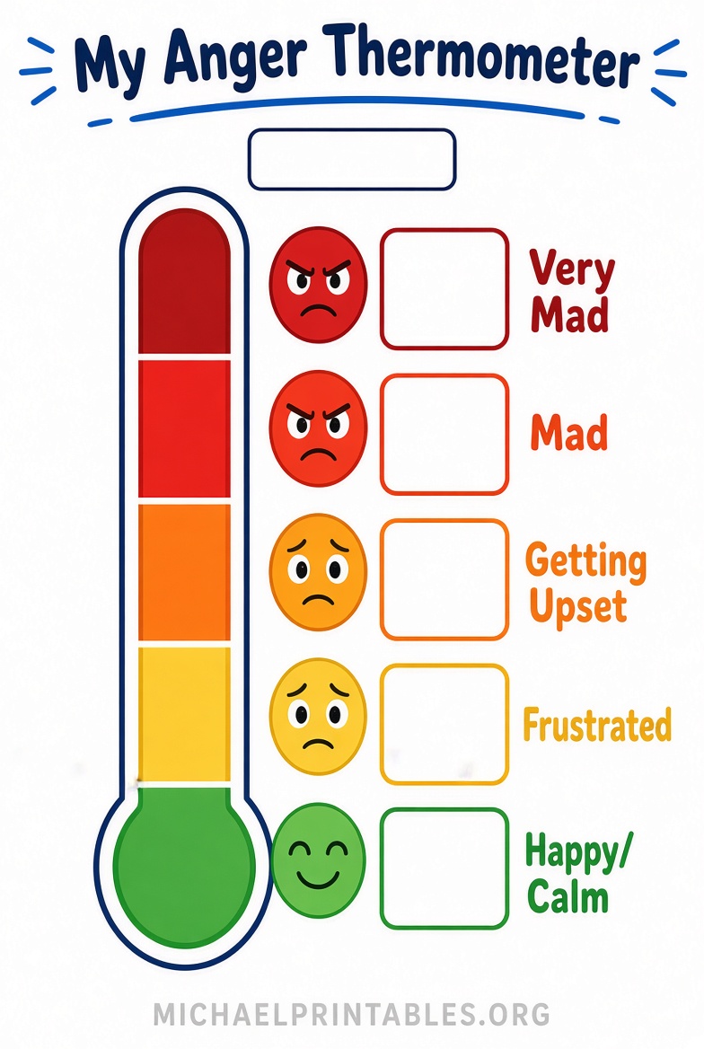 Free Printable Anger Thermometer PDF Downloads
