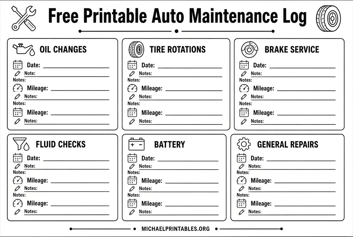 Free Printable Auto Maintenance Log
