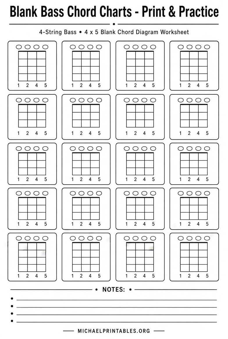 Free Printable Bass Guitar Chords Chart PDF