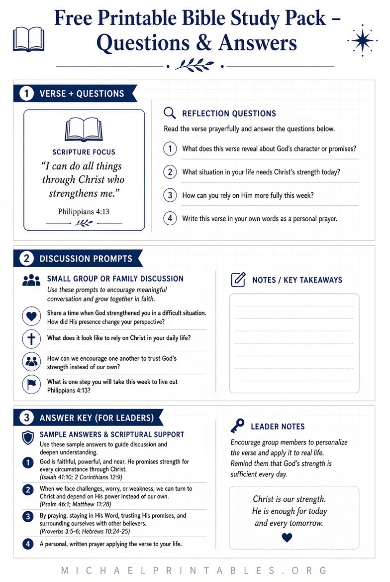 Free Printable Bible Study Lessons With Q&A