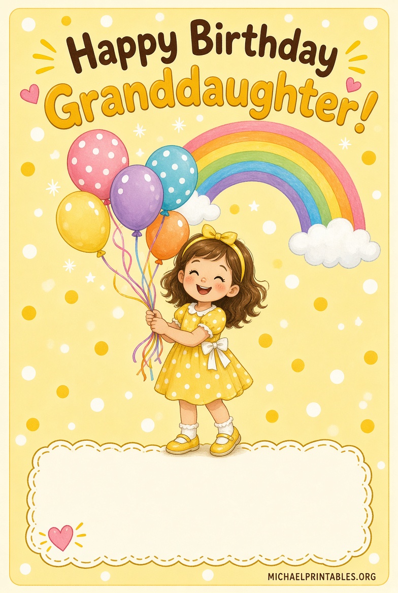 Free Printable Birthday Cards for Granddaughter