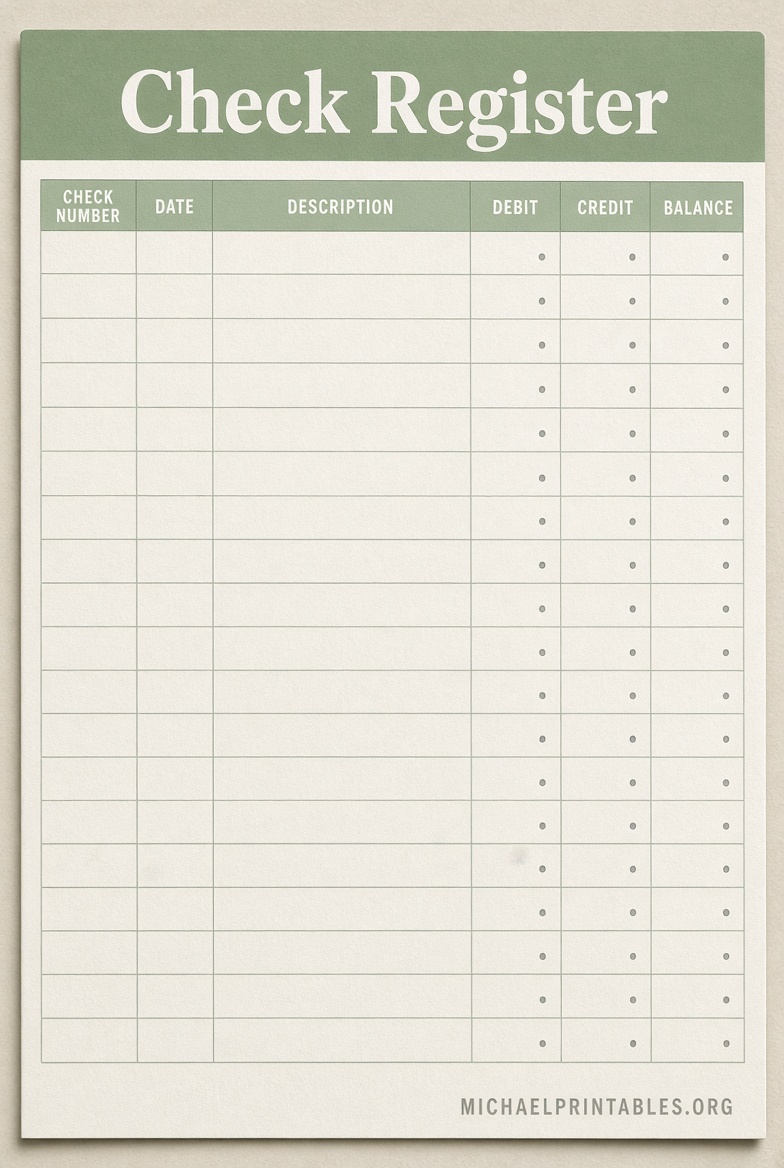 Free Printable Check Register Templates