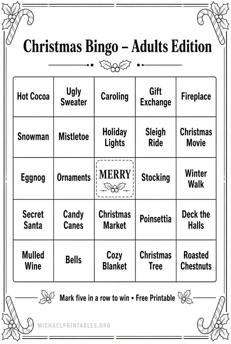 Free Printable Christmas Activity Sheets for Adults