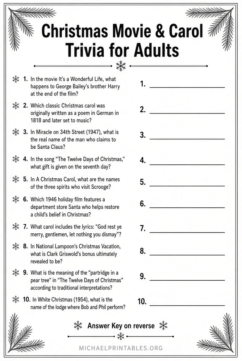 Free Printable Christmas Activity Sheets for Adults