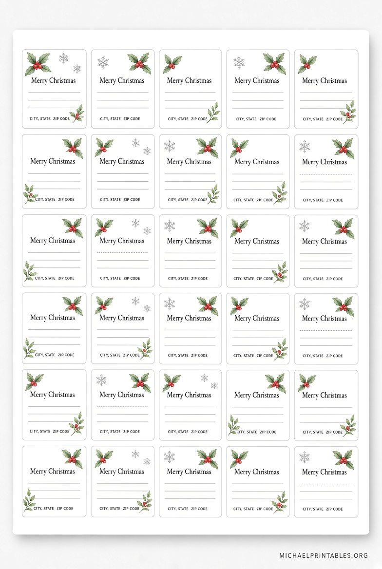 Free Printable Christmas Address Labels