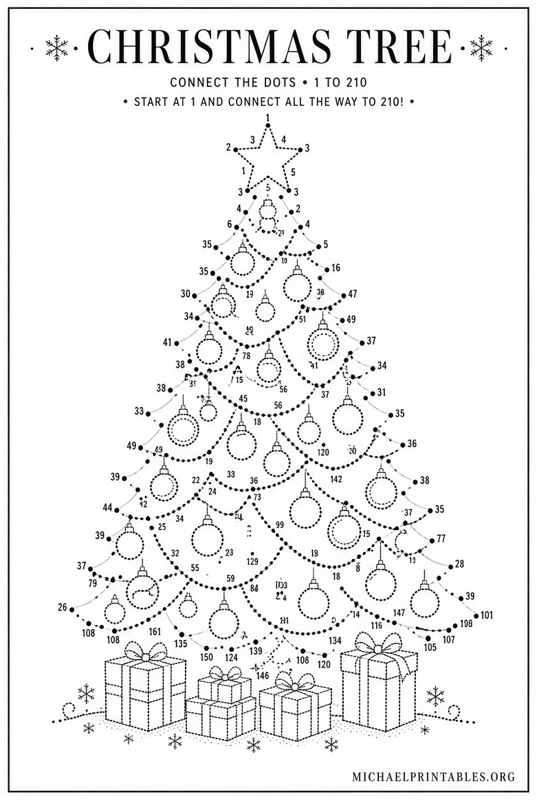 Free Printable Christmas Dot to Dot for Adults