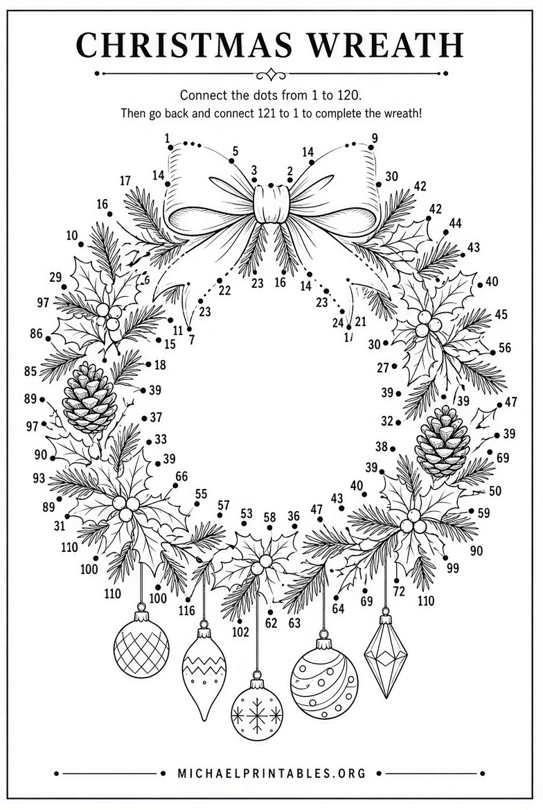Free Printable Christmas Dot to Dot for Adults