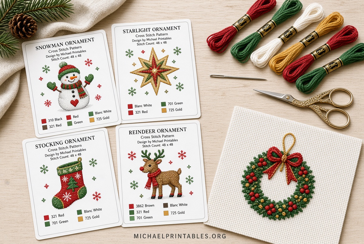 Free Printable Christmas Ornament Cross Stitch Patterns
