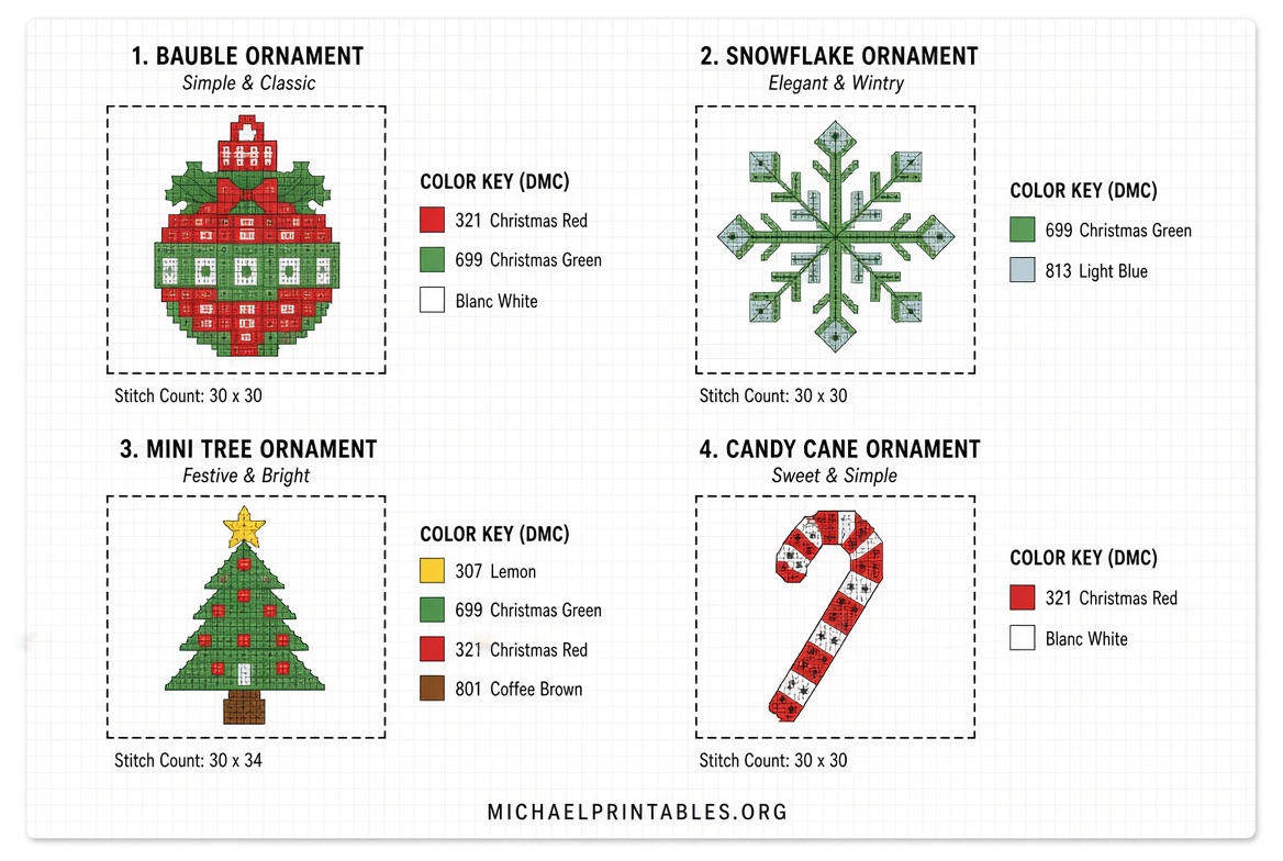 Free Printable Christmas Ornament Cross Stitch Patterns