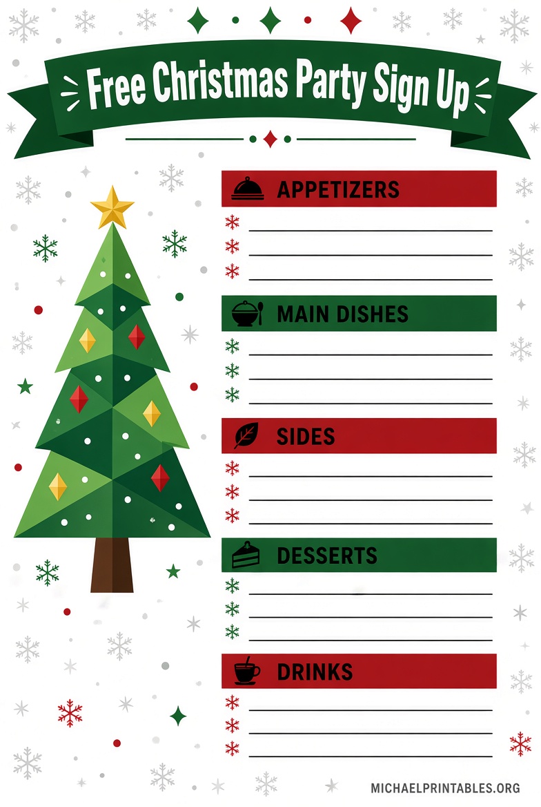 Free Printable Christmas Party Sign Up Sheet