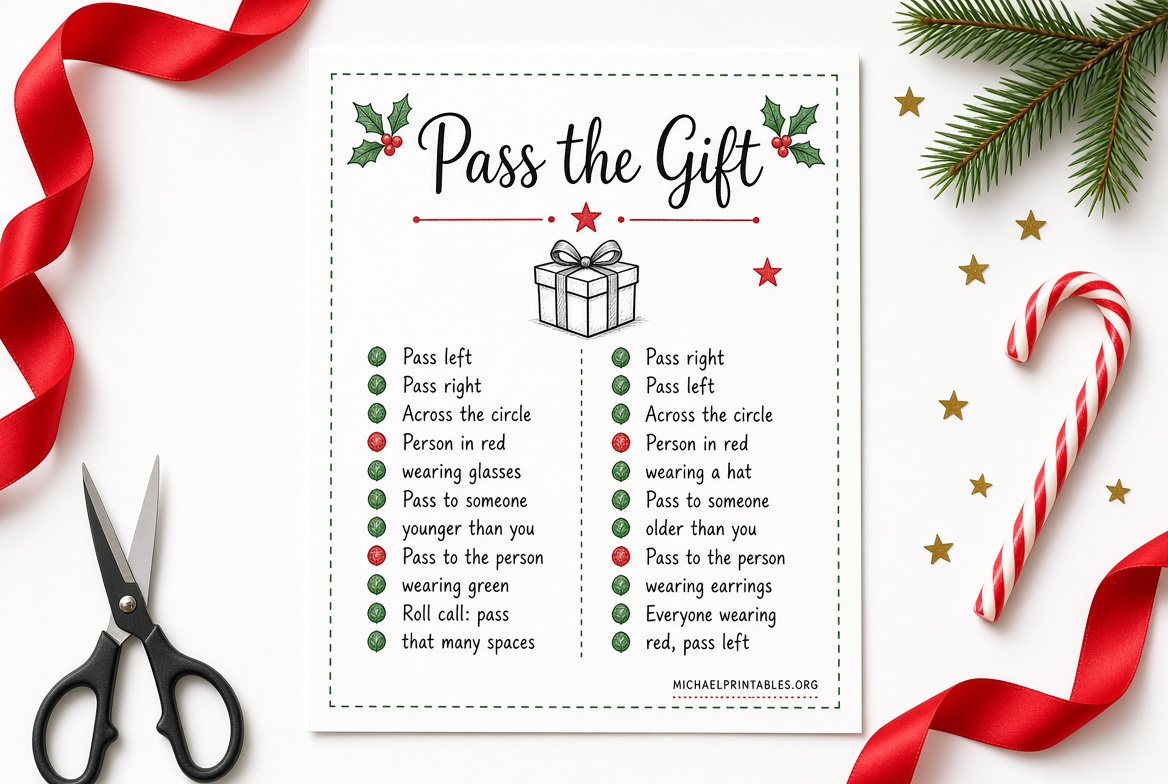 Free Printable Christmas Pass the Gift Game