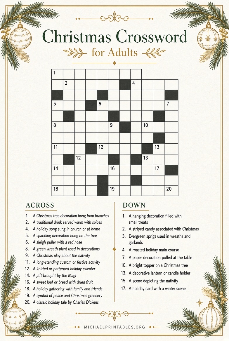 Free Printable Christmas Puzzles for Adults With Answers