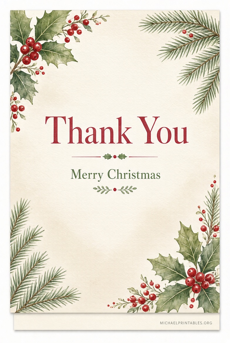 Free Printable Christmas Thank You Cards