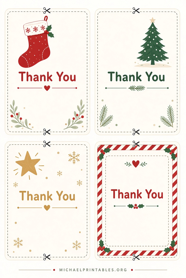 Free Printable Christmas Thank You Cards