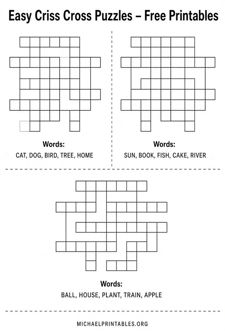 Free Printable Criss Cross Puzzles – Download PDFs