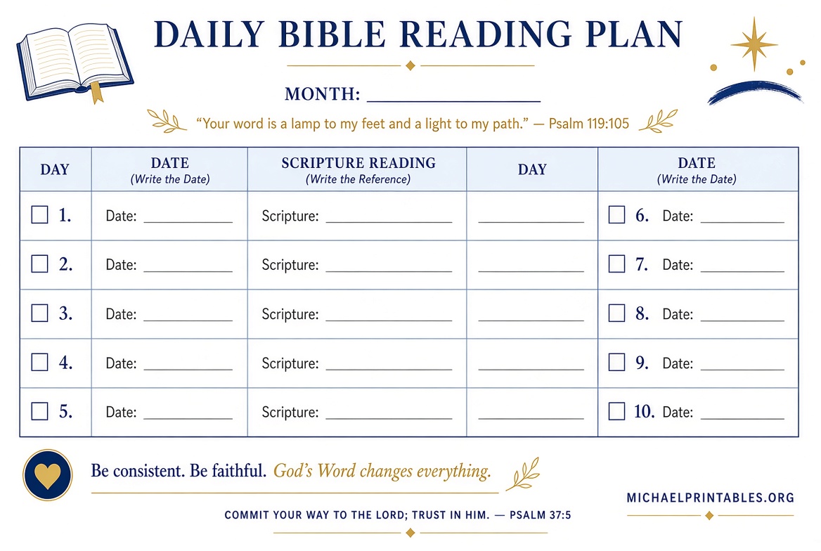 Free Printable Daily Bible Reading Plan