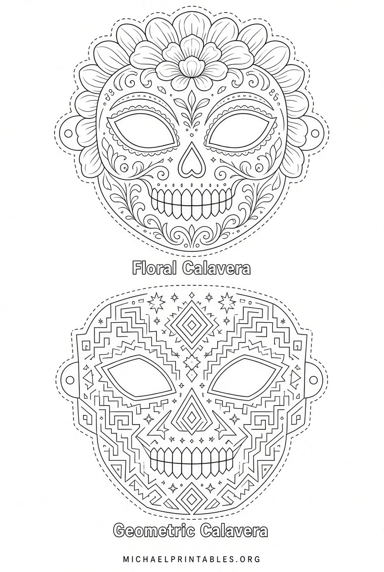 Free Printable Day of the Dead Mask Templates