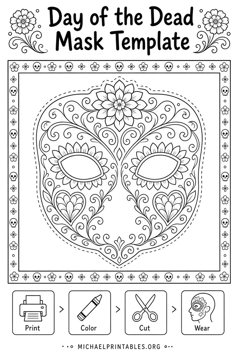 Free Printable Day of the Dead Mask Templates