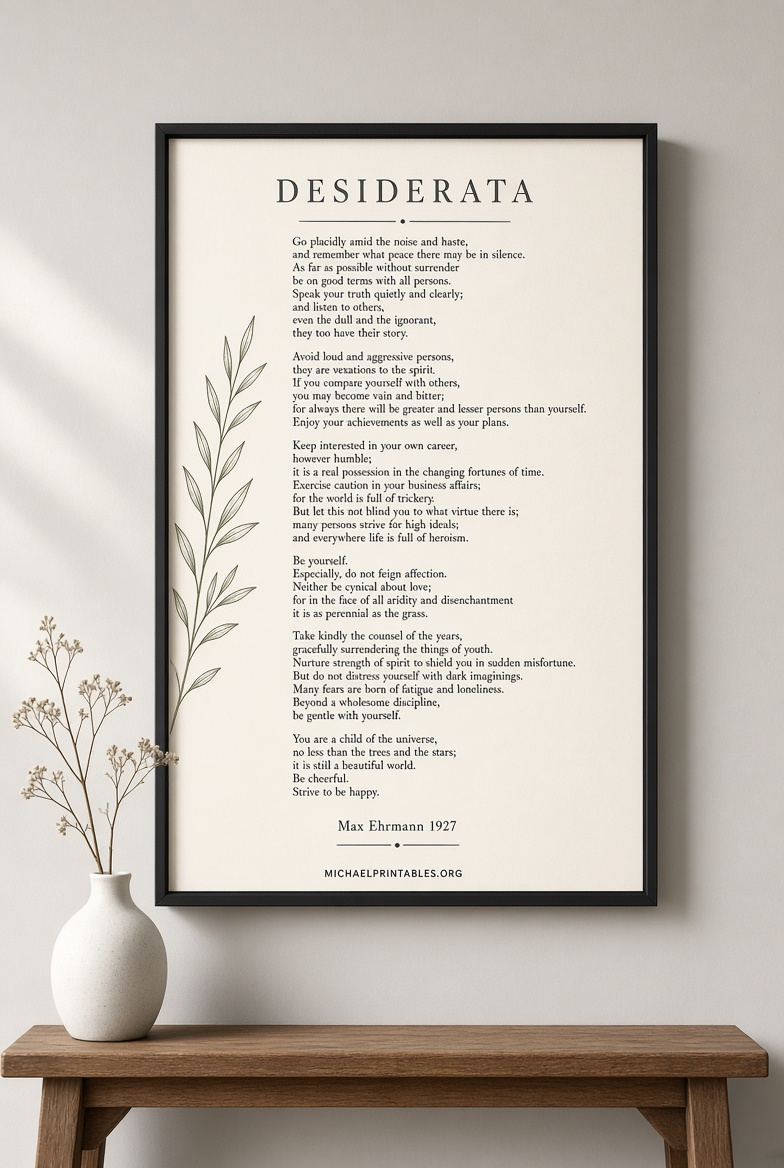 Free Printable Desiderata Poem PDF Download