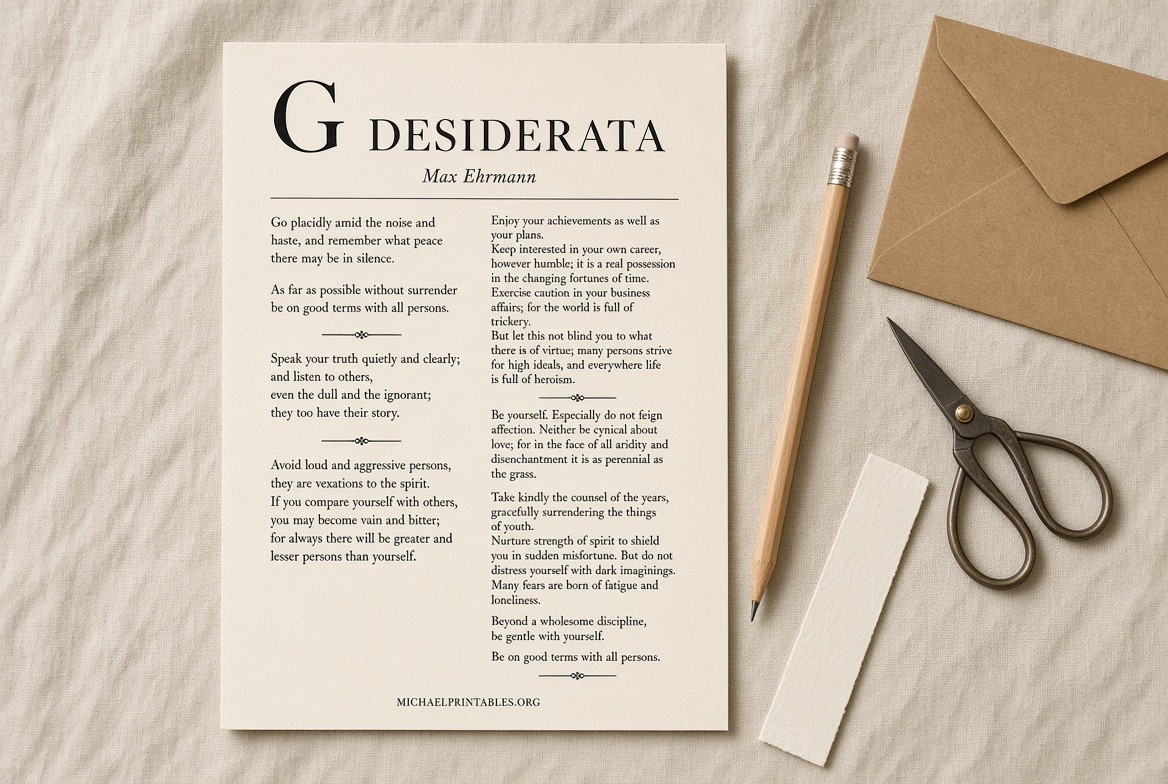Free Printable Desiderata Poem PDF Download