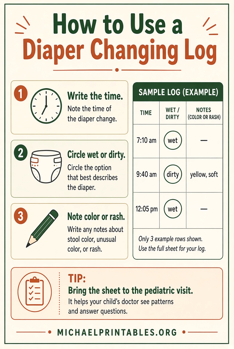 Free Printable Diaper Changing Log (PDF)