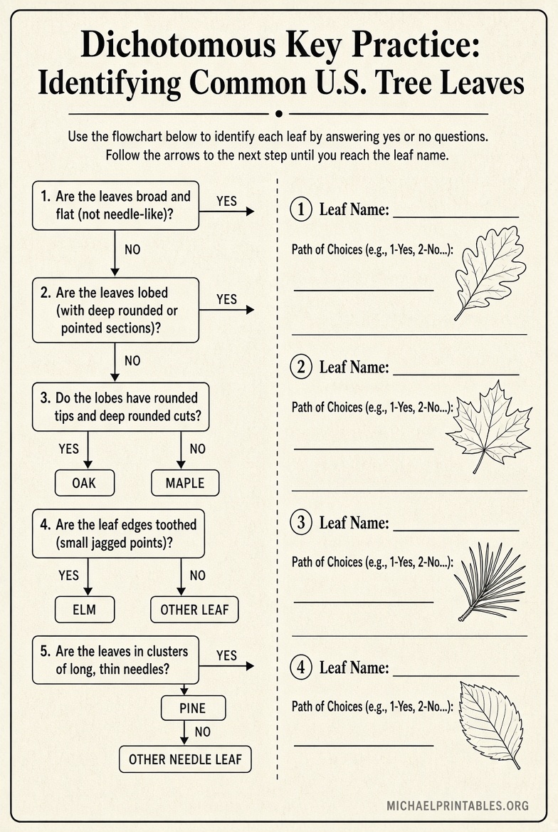 Free Printable Dichotomous Key Worksheet