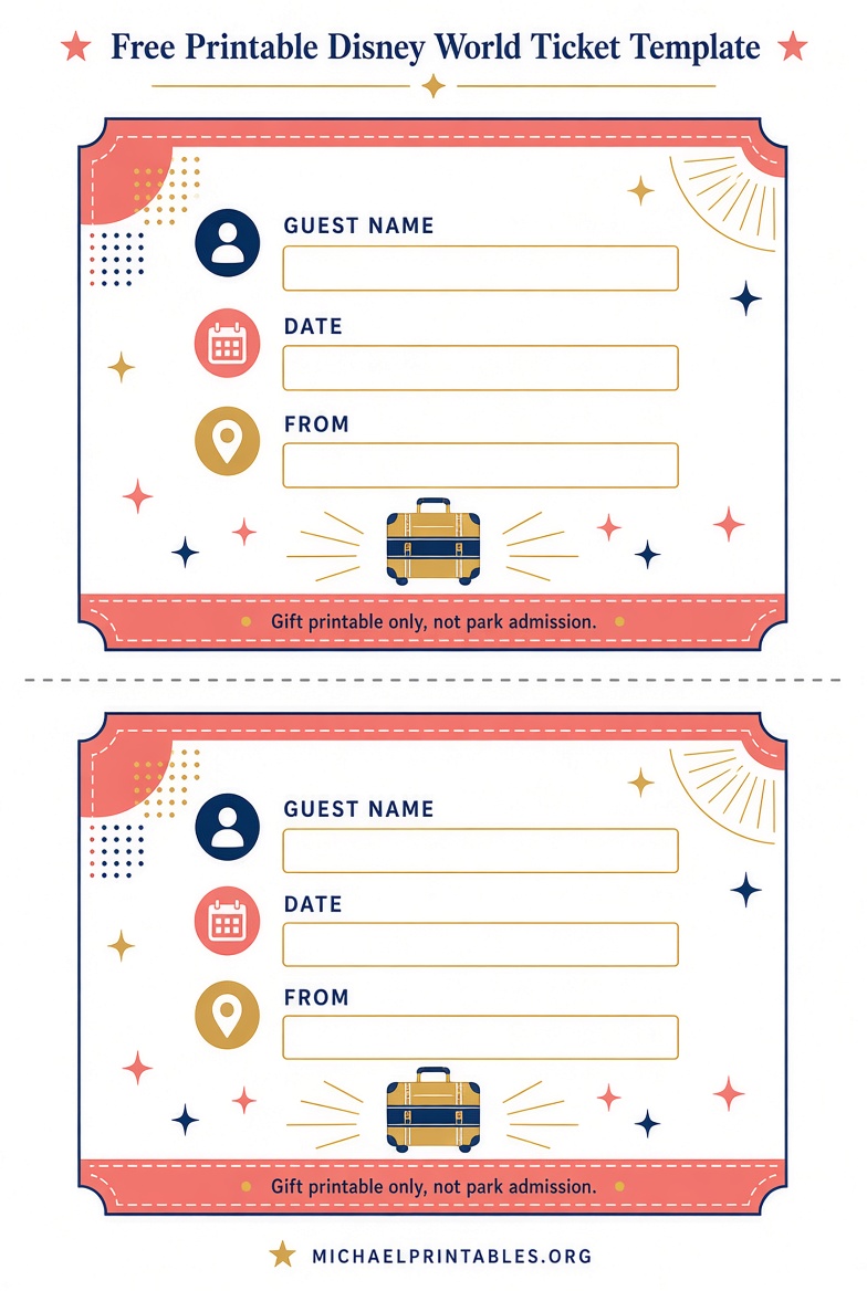 Free Printable Disney World Ticket Template