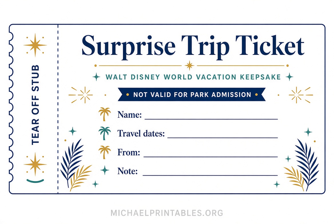 Free Printable Disney World Ticket Template