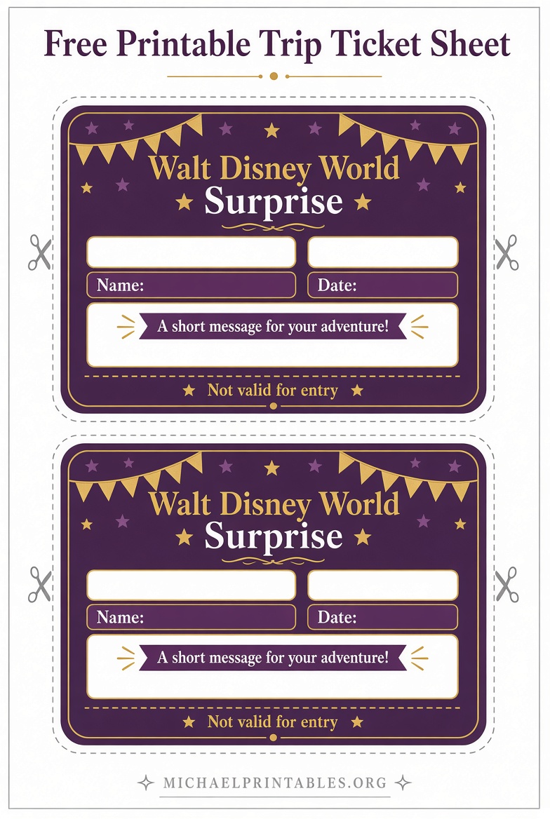 Free Printable Disney World Ticket Template