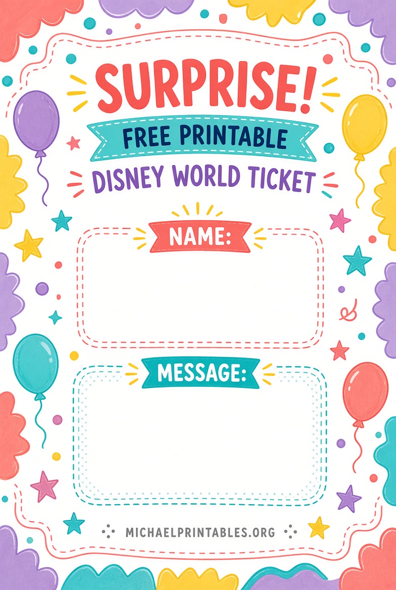 Free Printable Disney World Tickets Guide