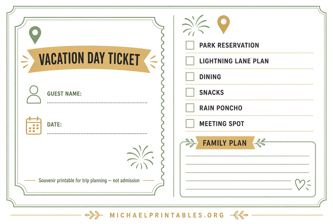Free Printable Disney World Tickets Guide