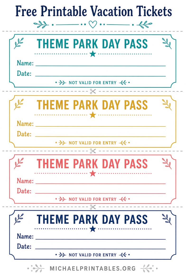 Free Printable Disney World Tickets Guide