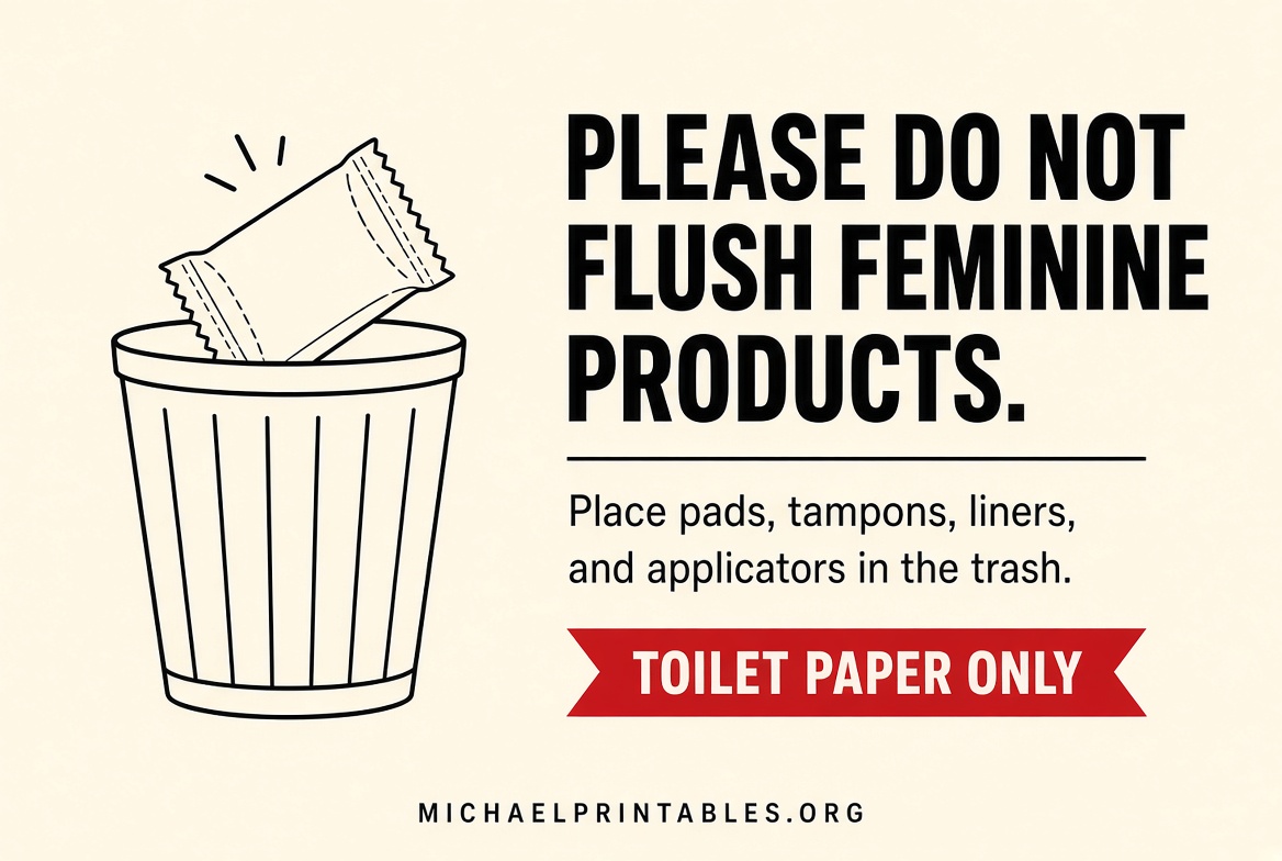 Free Printable Do Not Flush Feminine Products Sign