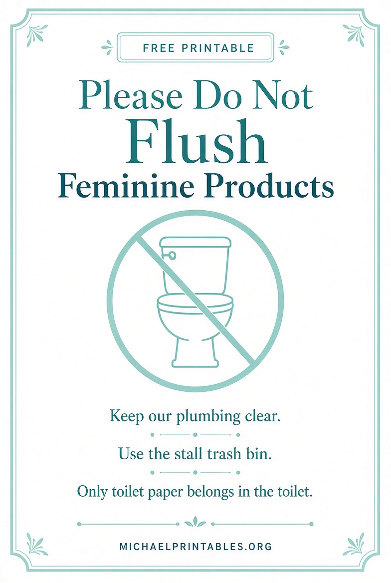 Free Printable Do Not Flush Feminine Products Sign