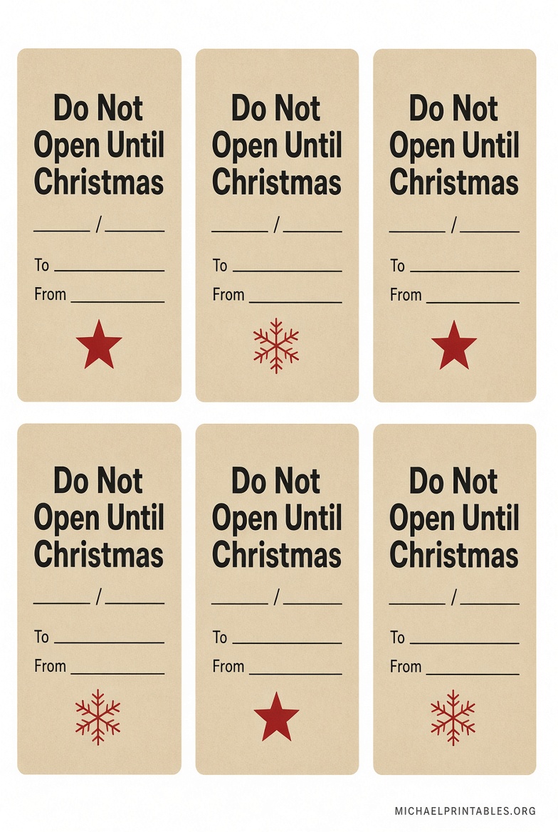Free Printable Do Not Open Until Christmas Tags