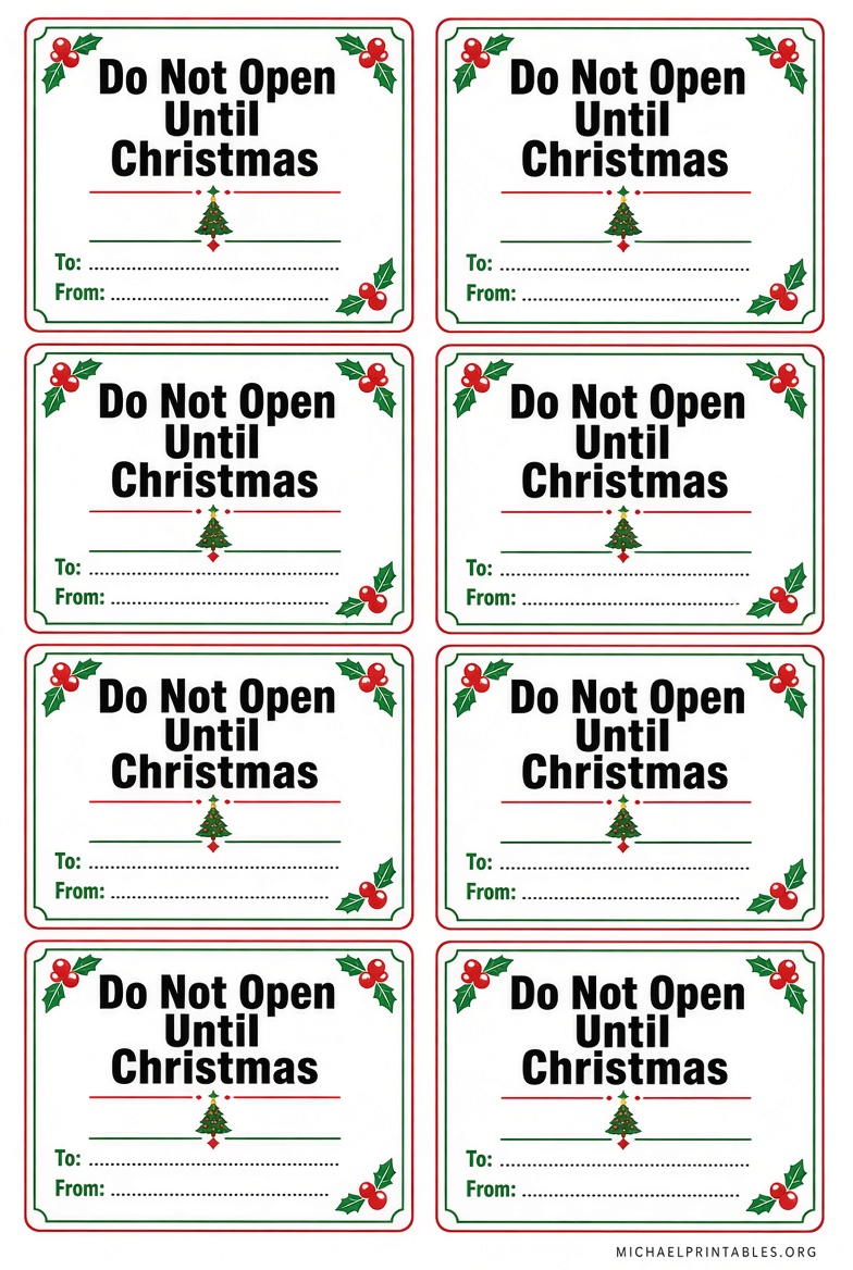 Free Printable Do Not Open Until Christmas Tags